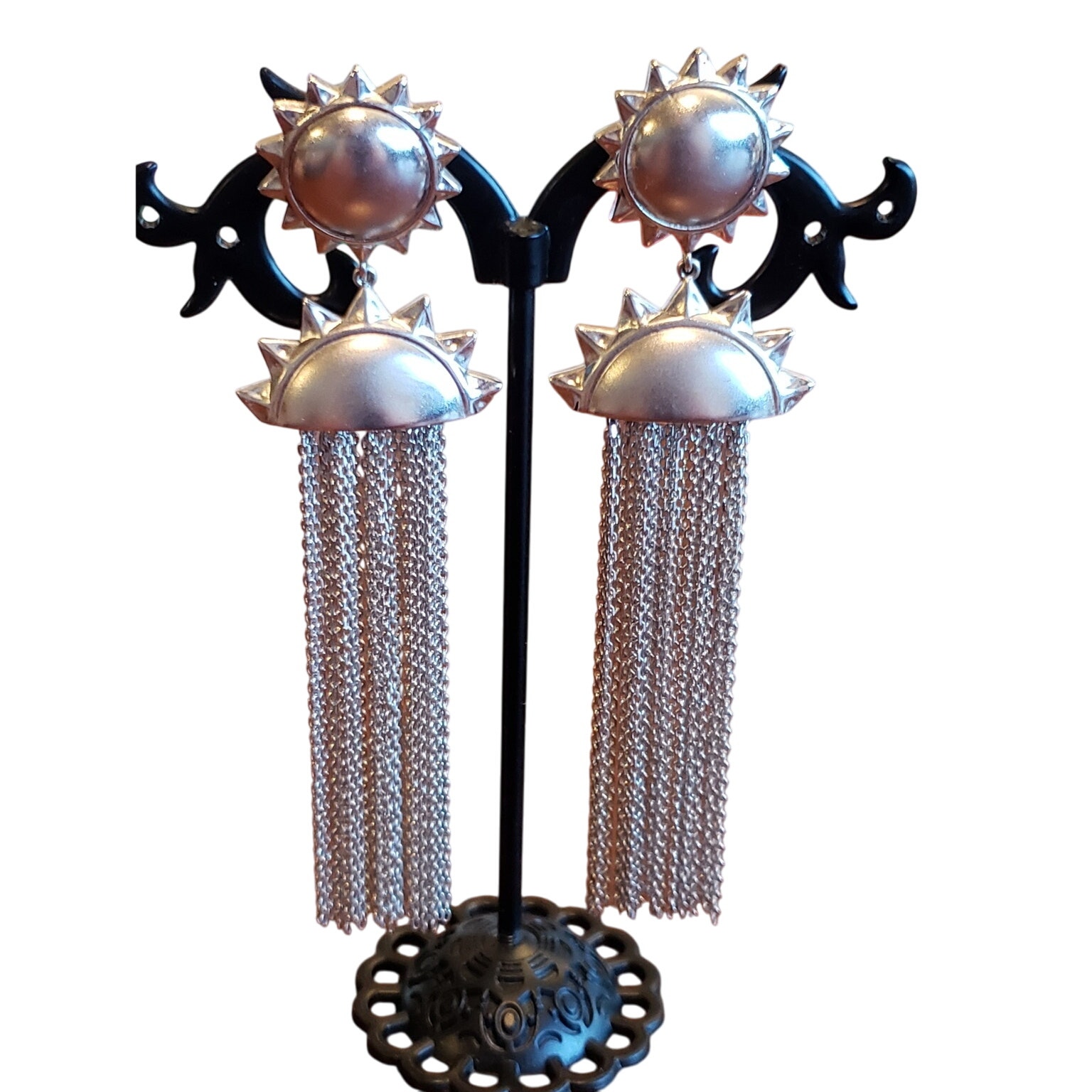 Kendra Scott Sienna Sun Statement Chains Fringe Drop Earrings Nwot